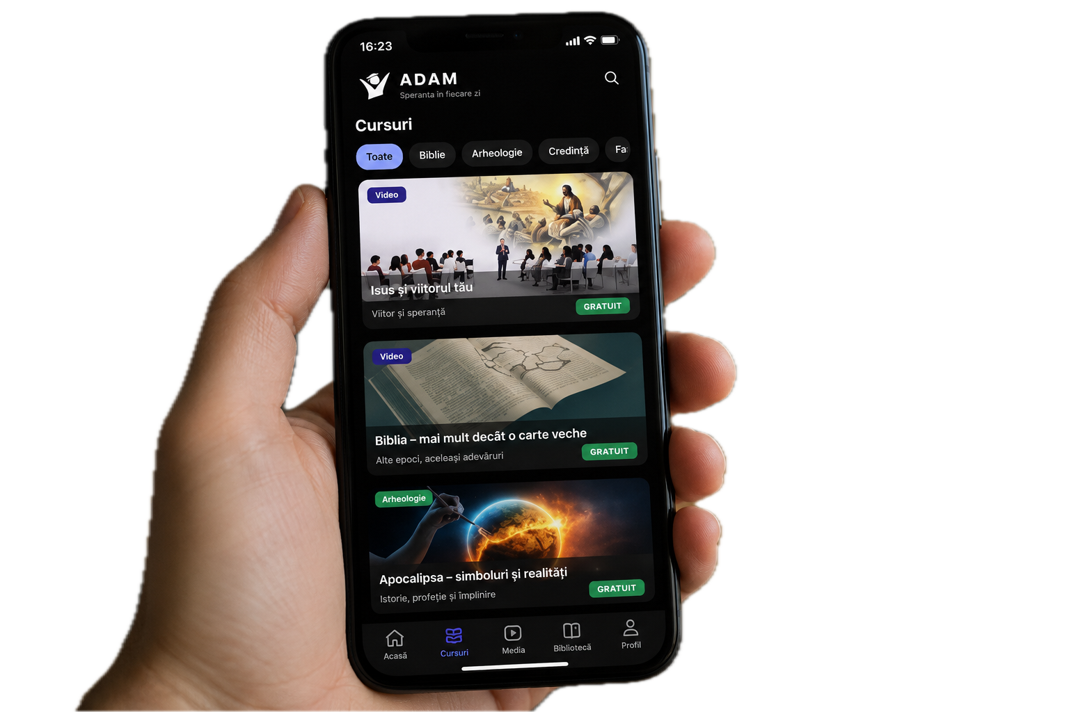 Descoperă aplicația ADAM Bible AI